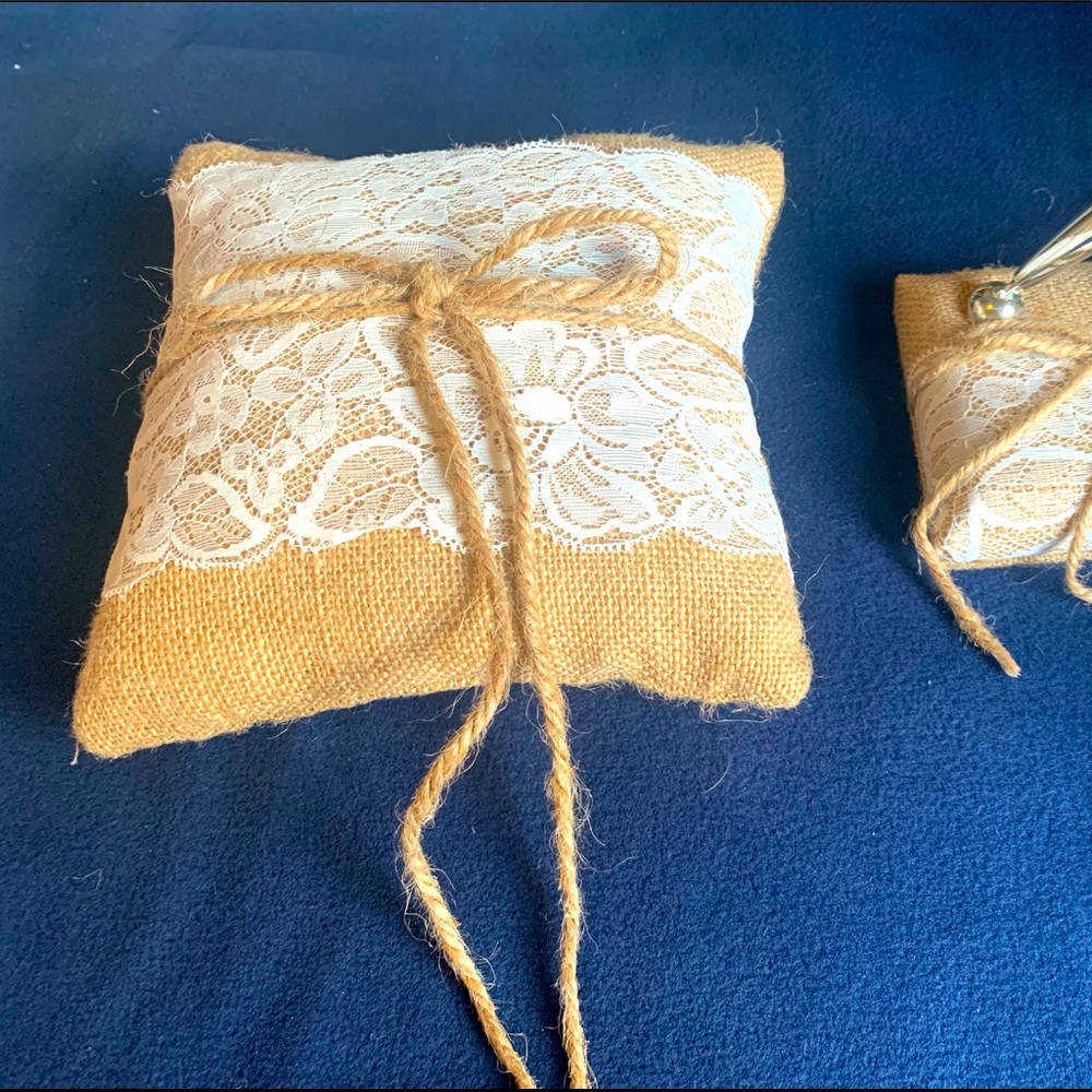 Burlap and Lace ring pillow